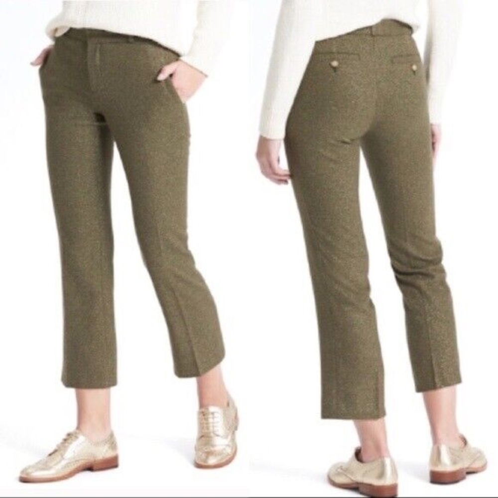 Banana Republic Logan Cropped Pants in Olive Green Size 4